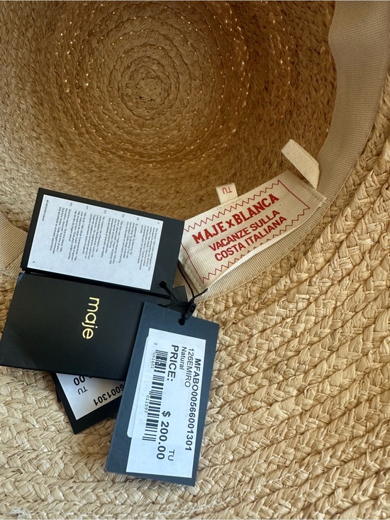 NWT Maje x Blanca Miró Raffia Hat With Printed Ribbon main image 7